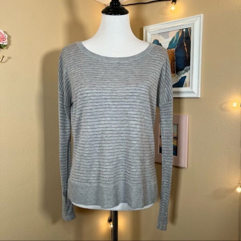 H&M | Grey Sliver Sparkle Stripes Lightweight Sweater - Women's Small